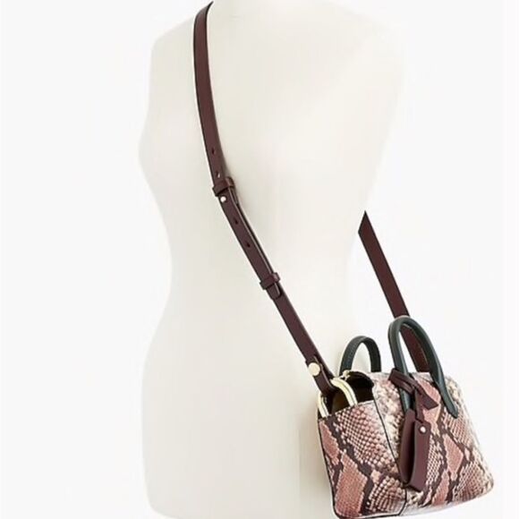 J Crew Mini Harper Snakeskin Embossed Leather Bag - Picture 2 of 11